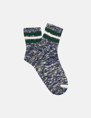 Anonymous Ism 3-Line Slub Q Socks - Navy Melange