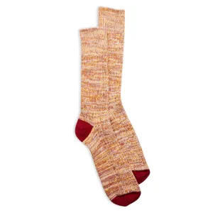 Burrows and Hare Woven Socks - Burgundy and Yellow