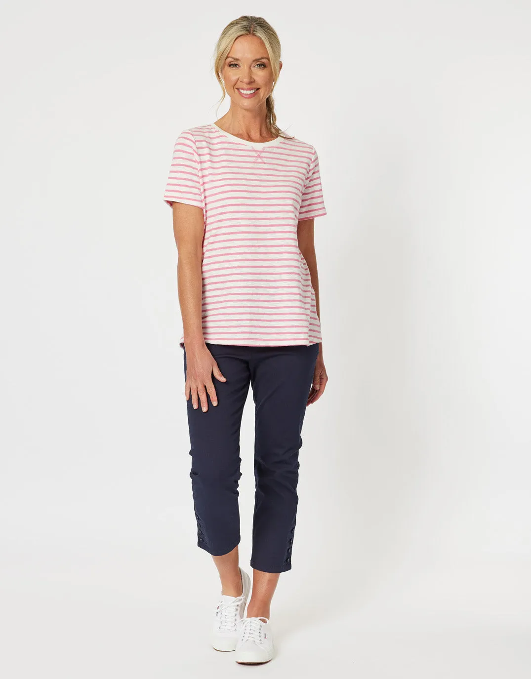 Classic Stripe Tee - Coral