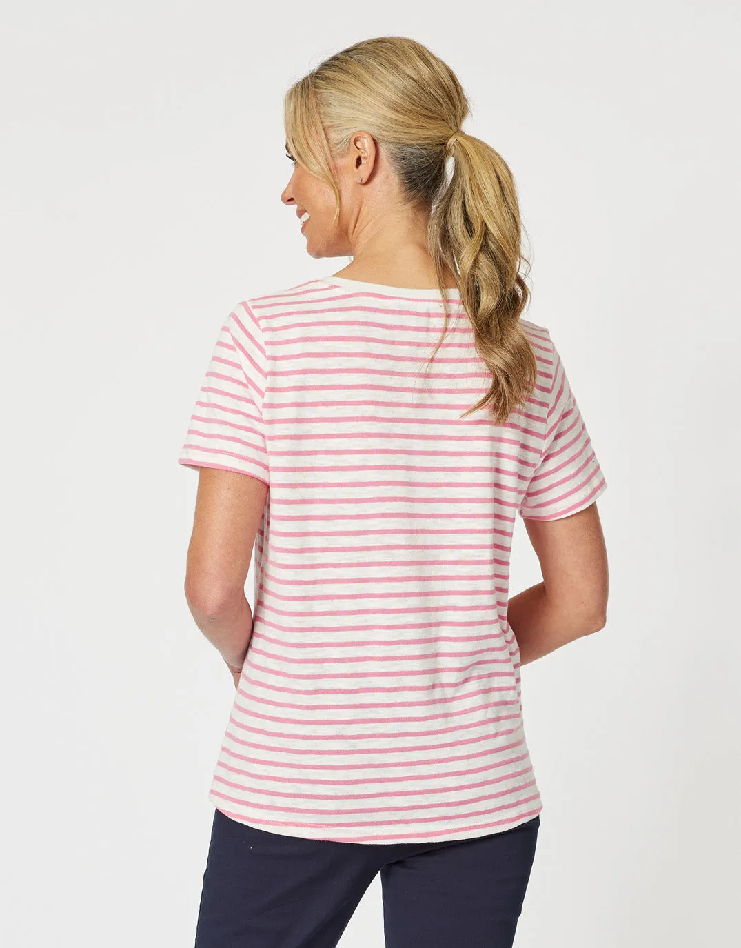 Classic Stripe Tee - Coral