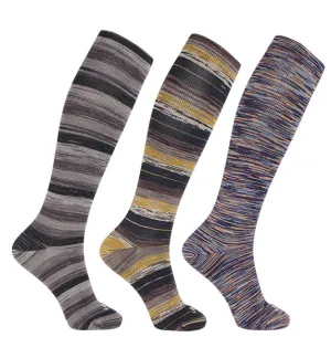 Cotton Everyday Compression Socks (15-20mmHg) - Space Dye Assortment 1 - 3 Pack