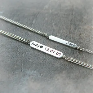 Customized name bar bracelet