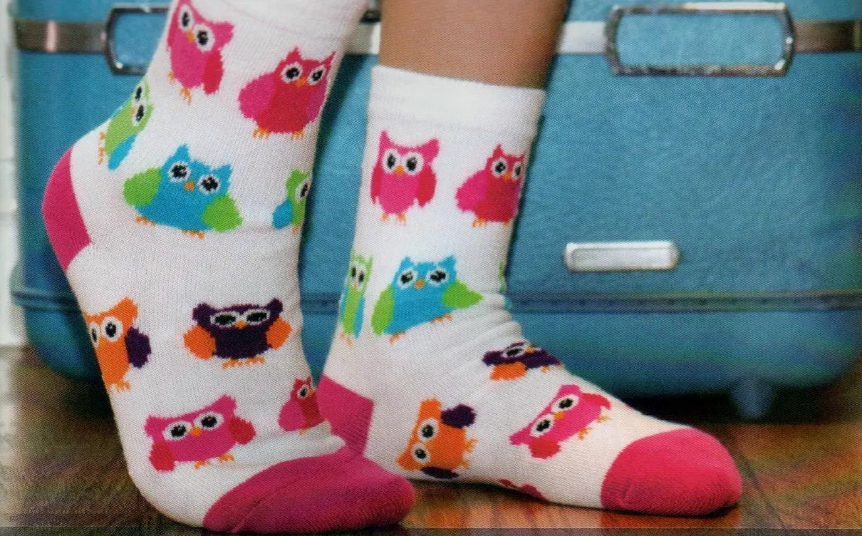 K Bell Girls Colorful Owls Sock