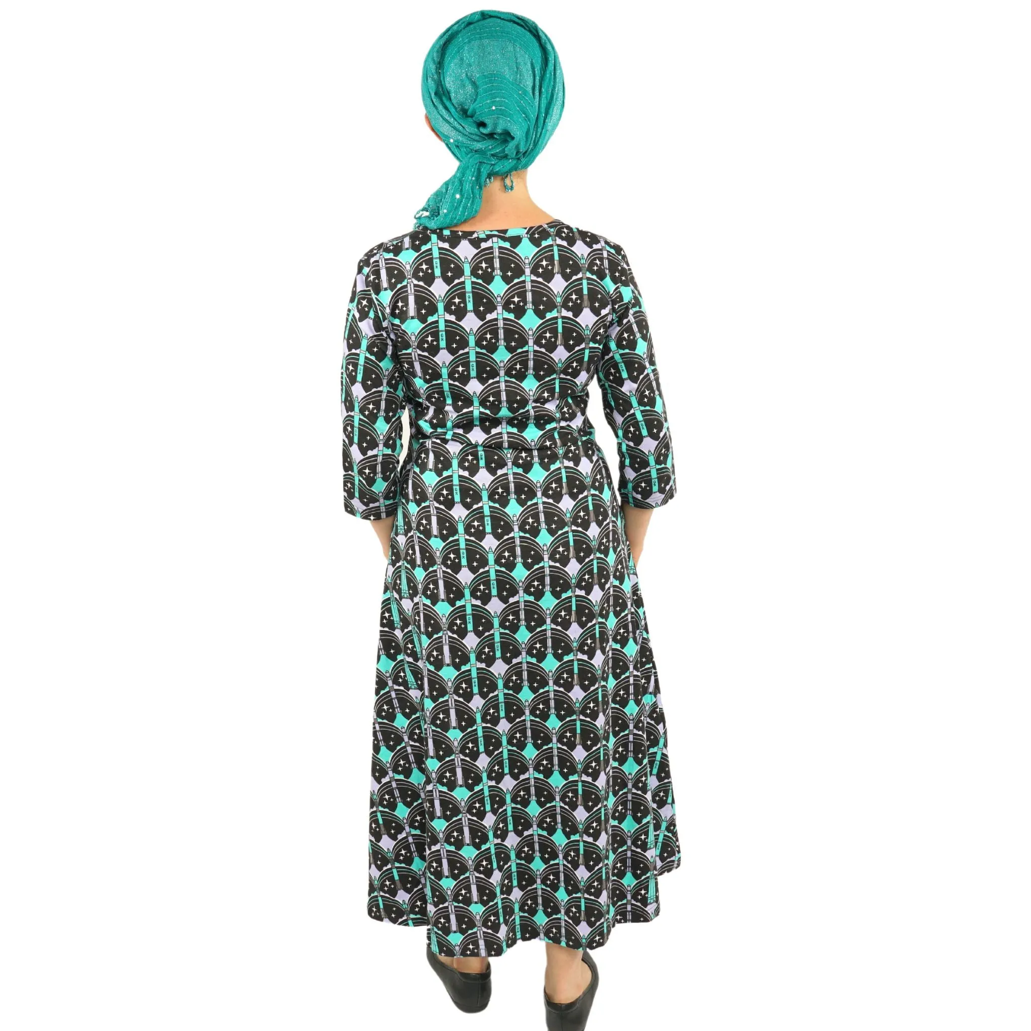 Rockets Galore 3/4th Sleeves Midi Dress (No Waist Seam) [FINAL SALE]