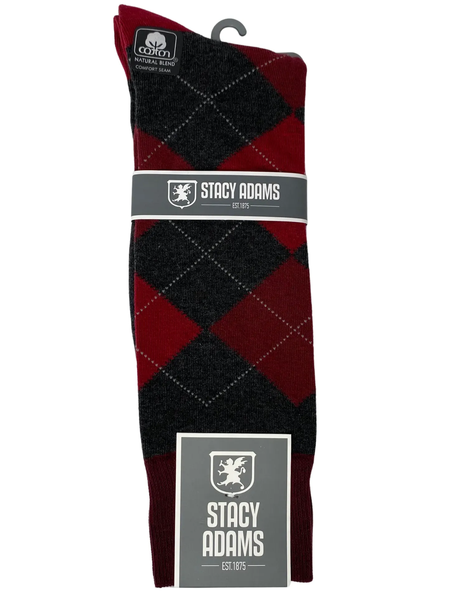 Stacy Adams Argyle Dress Sock - Charcoal & Red