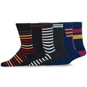 TeeHee Socks Men's Casual Cotton Crew Stripe 6-Pack (50399)