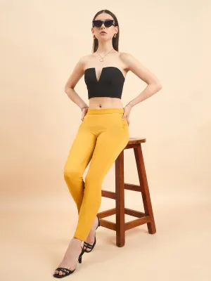 Women's Slim Fit Stretch Trouser - Mustard Yellow